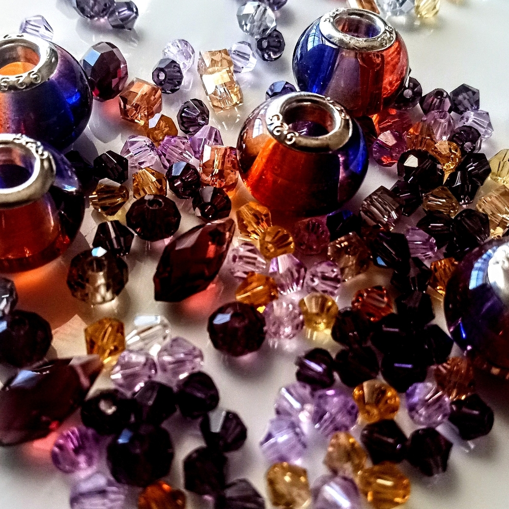 Sterling Silver Glass & Bicone Assorted Beads 180 ct